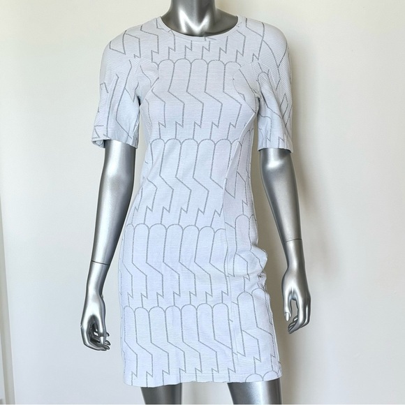 Kenzo Dresses & Skirts - KENZO Paris Dress, Size M, White & Silver Cotton Ribbed Abstract Glitter Dress